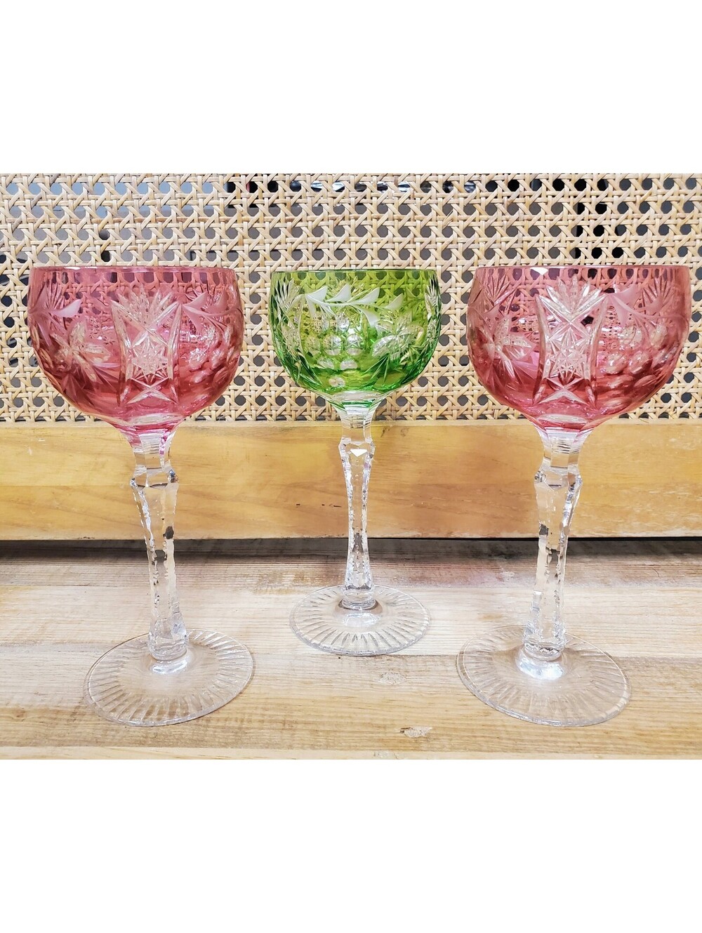 Vintage Nachtmann Traube Crystal Wine Glasses - Mismatched Holiday Set of 3